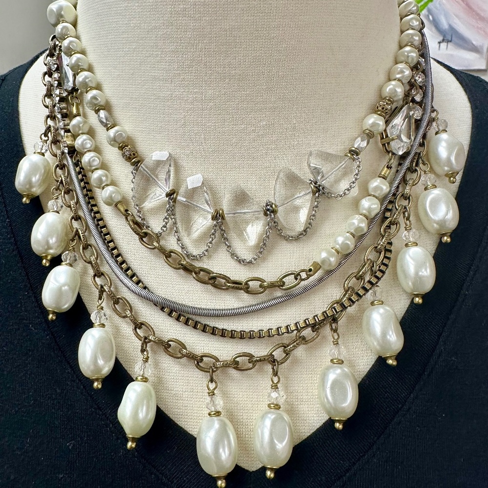 Silpada copper silver and pearl necklace